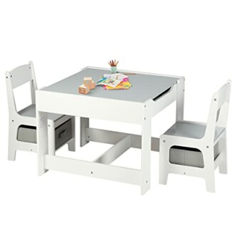 Kinder King Kids Wood Table & 2 Chairs Set