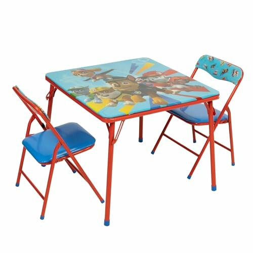 Colorful kids folding table and chair set with cartoon characters