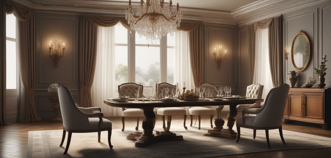 Luxurious dining room with a stunning dining set