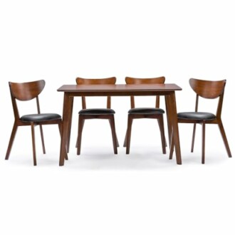 Mid-century modern dining table with four chairs.