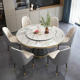 LITFAD Glam Marble Furniture 7 Piece Dining Set