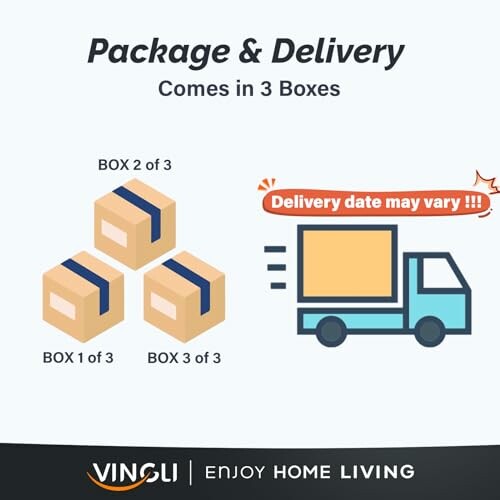 Illustration of package delivery with three boxes and a truck.