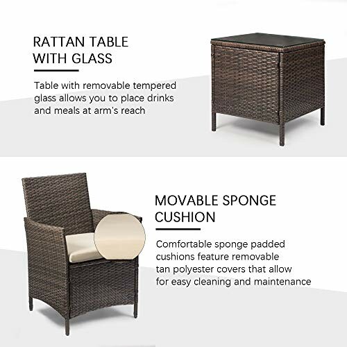 Rattan table with glass and movable sponge cushion.