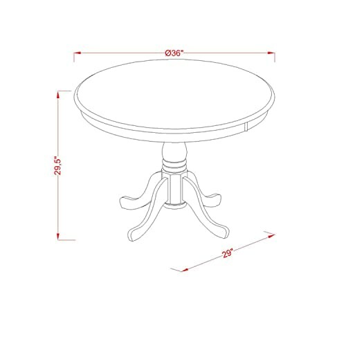 Diagram of a round pedestal table with dimensions