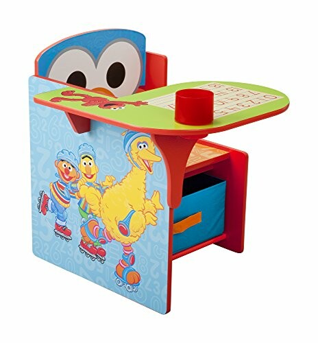 Sesame Street themed kids desk with colorful characters.