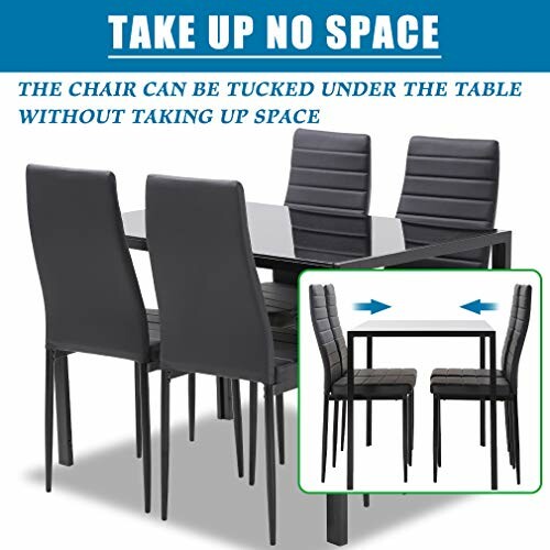 Compact dining set with chairs that tuck under the table.