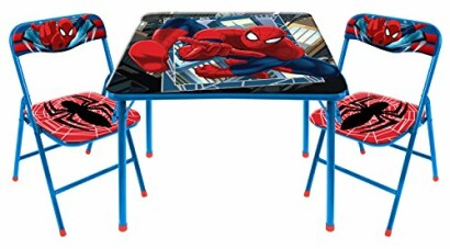 Spider-Man themed kids table and chair set with vibrant design