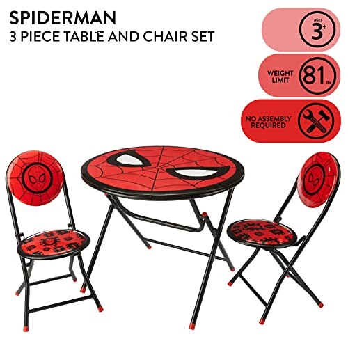 Spiderman 3-piece table and chair set for ages 3 and up.