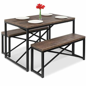 Best Choice Products 3-Piece Bench Style Dining Furniture Set