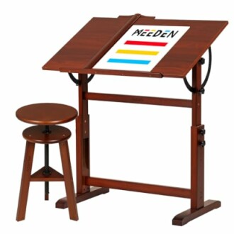 MEEDEN Vintage Wood Drafting Table & Stool Set